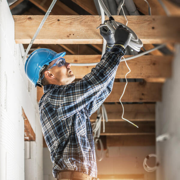 Electrician working on a home renovation in Geelong