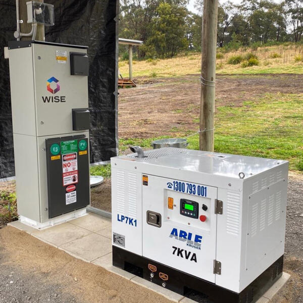 Off grid solar battery and inverter in shed of rural Geelong property